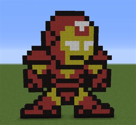 Iron Man Pixel Art Blueprints For Minecraft Houses Castles Towers