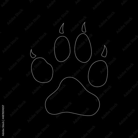 Dog paw print. Vector illustration. Flat design paw with claws on black ...