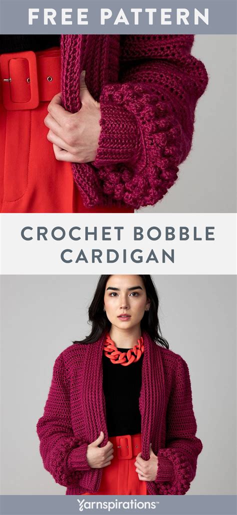 Free Caron Crochet Bobble Cardigan Pattern Yarnspirations Crochet