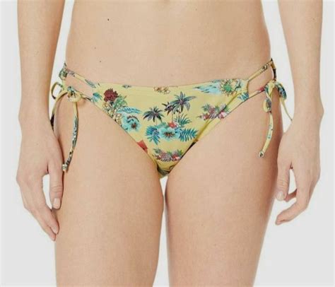 150 Hobie Women S Yellow Floral Ruffled Hipster Bikini Bottom Swimwear