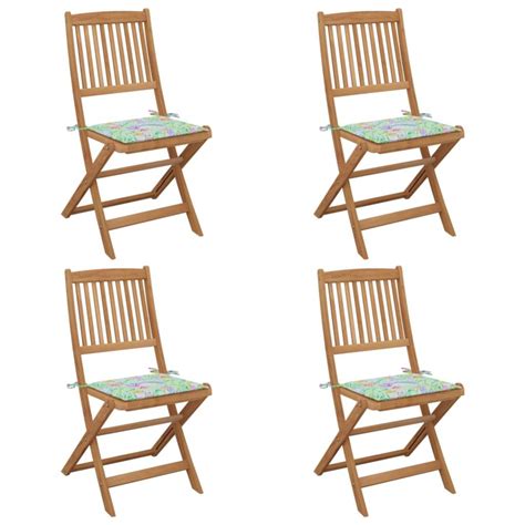 Maison Exclusive Chaises Pliables De Jardin Pcs Avec Coussins Bois D