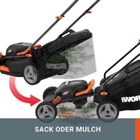 Worx WG743E Akku-Rasenmäher 40V inkl. 2 4Ah Akkus + Ladegerät für 268 ...