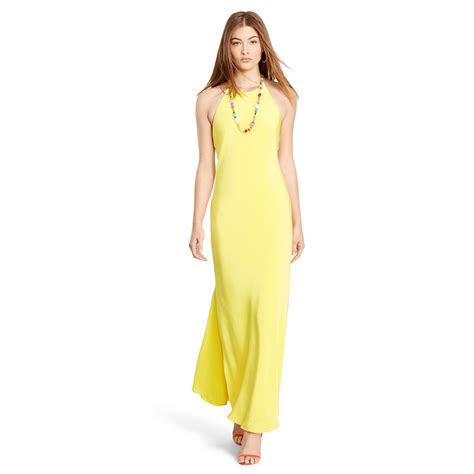 Lyst Polo Ralph Lauren Silk Halter Dress In Yellow