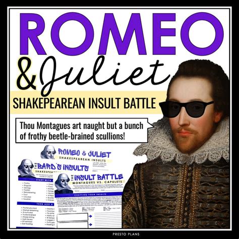 Romeo and Juliet Activity - Shakespeare Insult Battle Montagues vs Cap ...