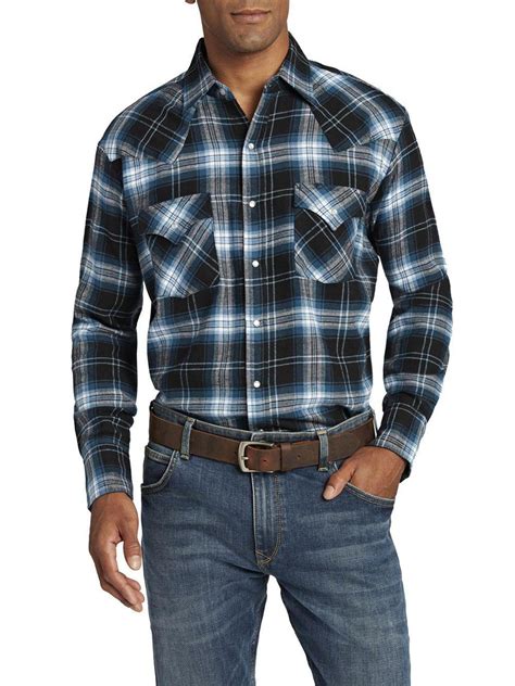 Ely Cattleman Men S Long Sleeve Flannel Western Shirt