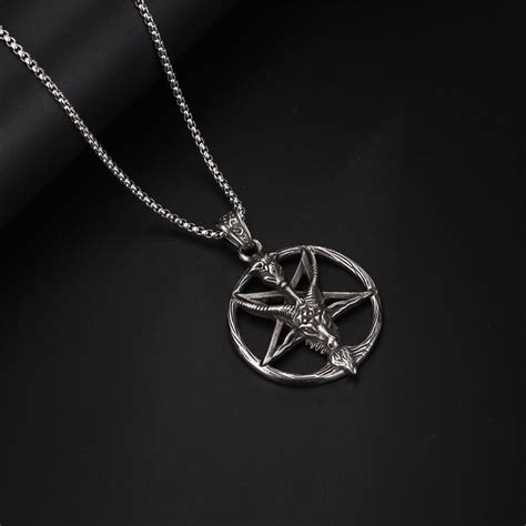 Men Stainless Steel Pendant Necklace Baphomet Goat Satanic Satan Demon Devil Ebay