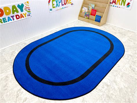 Montessori Classroom Rug Blue With Black Line – KidCarpet.com