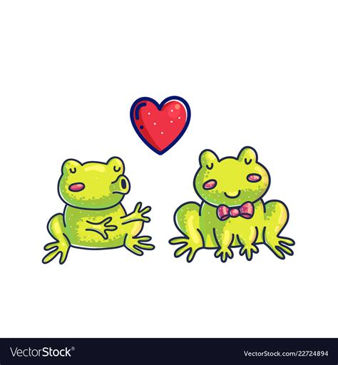 Frogs In Love Color Cartoon Characters Royalty Free Vector