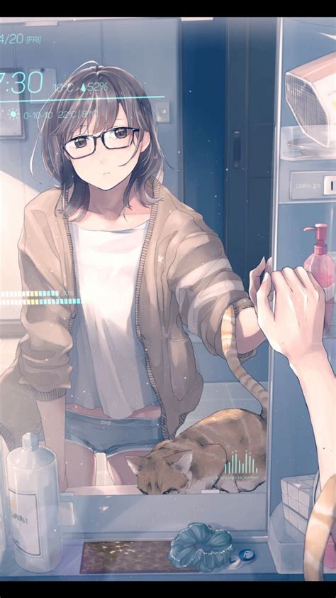 Anime Girl Short Hair Glasses - 720x1280 Wallpaper - teahub.io