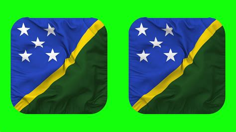 Solomon Islands Flag In Squire Shape Isolated With Plain And Bump