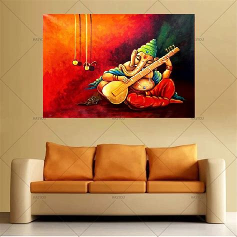 Hand-Painted Ganesha Canvas Art paintings on Canvas Wall Art