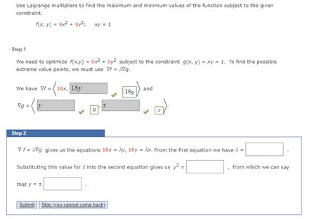 Solved Use Lagrange Multipliers To Find The Maximum And Chegg