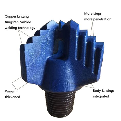 Water Well Drilling Tools Carbide Insert 3 Blades Wings Drag Bit Steel