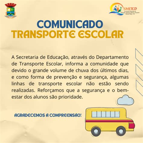 Comunicado Transporte Escolar Prefeitura De Manoel Viana