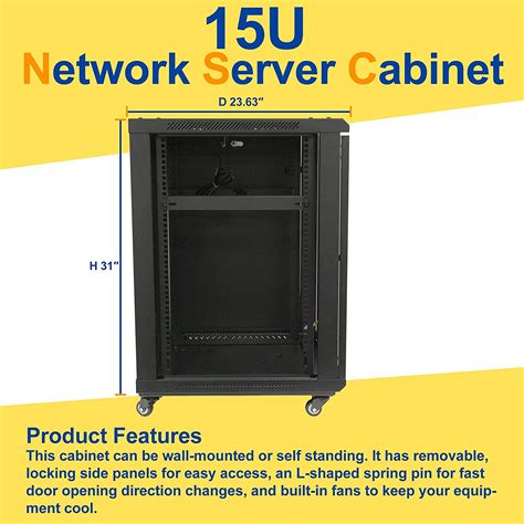 Buy 15u Wall Mount Server Data Cabinet 24 Inch Depth Glass Door Lock And Key Wcasters