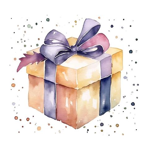 Premium AI Image | Watercolor of a Minimalist Gift Box With Subtle ...