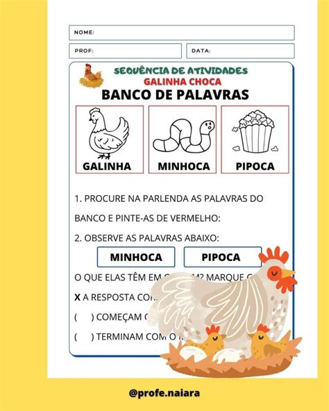 Sequência de atividades Galinha Choca – Naiara Materiais Pedagógicos
