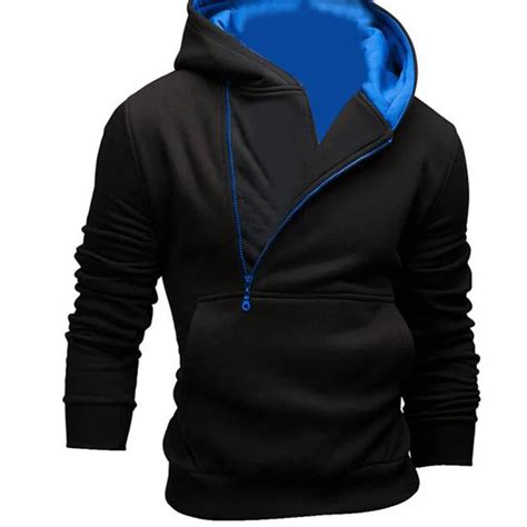 2017 New Fashion Brand Hoodie Trend Zipper Solid Color Hoodies Men