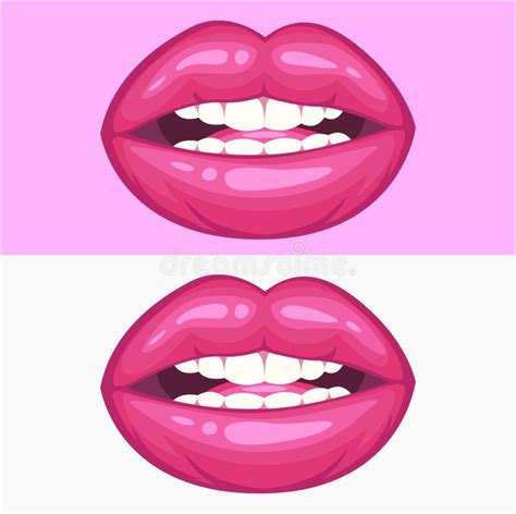 Vector Illustration Pink Female Lips Stock Vector Illustration Of