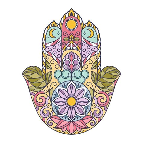 S Mbolo Indio Coloreado A Mano De F Tima Khamsa Signo Oriental Sagrado