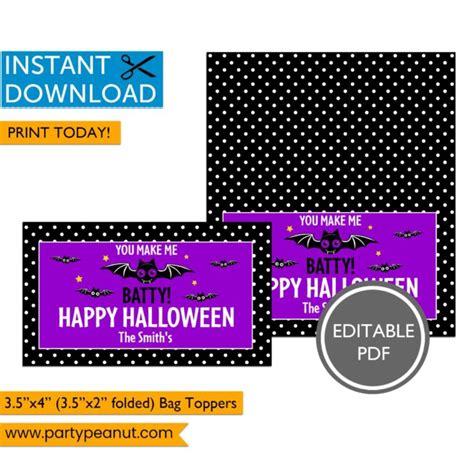 Happy Halloween Bat Bag Toppers Party Peanut