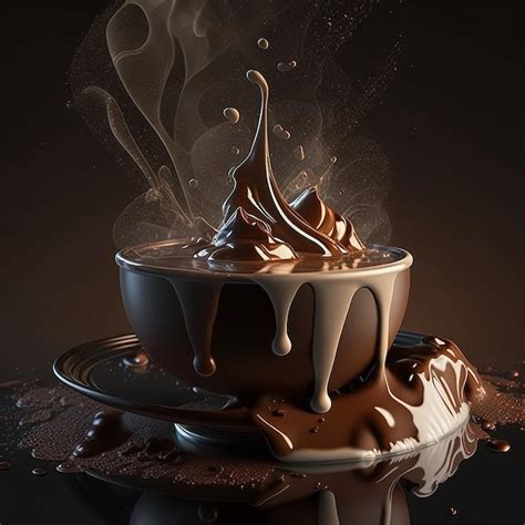 Premium Photo Liquid Hot Milk Chocolate In Brown Cup Splash Isolated