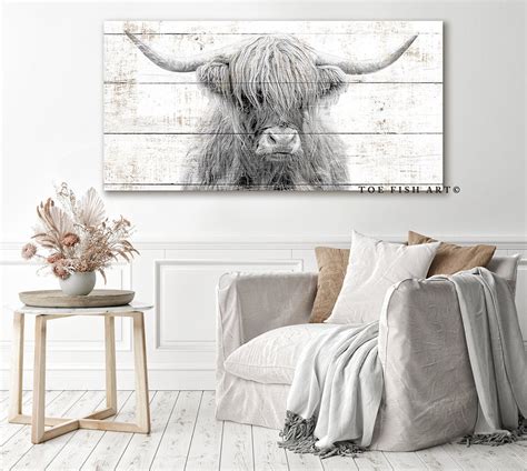 Prints Cattle Wall Art Modern Farmhouse Decor Texas Longhorn HIGHLAND