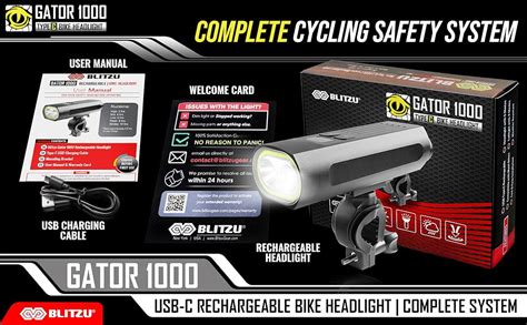 Amazon BLITZU Gator 1000 Lumens Bike Lights Type C USB C