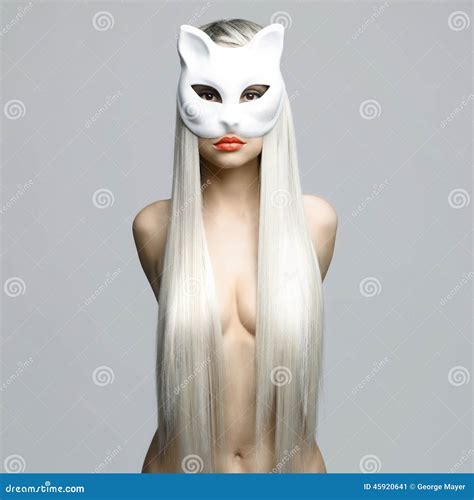 Blonde In Cat Mask Stock Image Image Of Attractive Lipstick