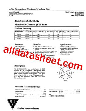 N Datasheet Pdf New Jersey Semi Conductor Products Inc