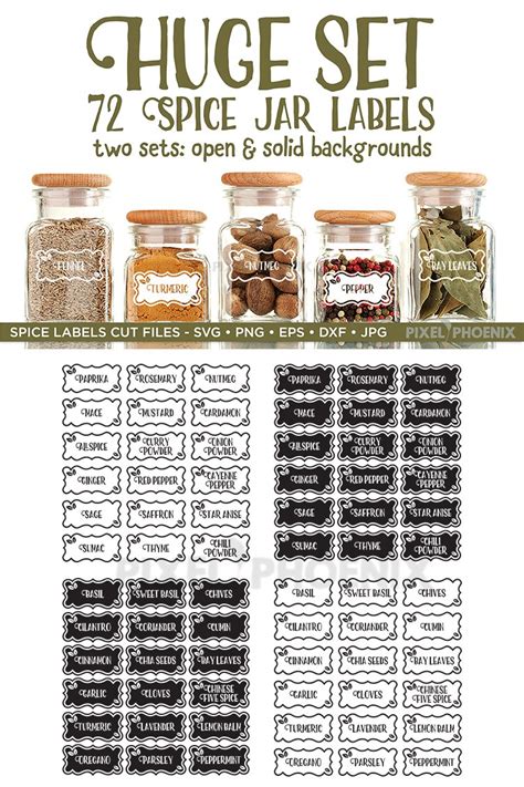 Spice Jar Labels Svg Pantry Labels Spice Label Bundle