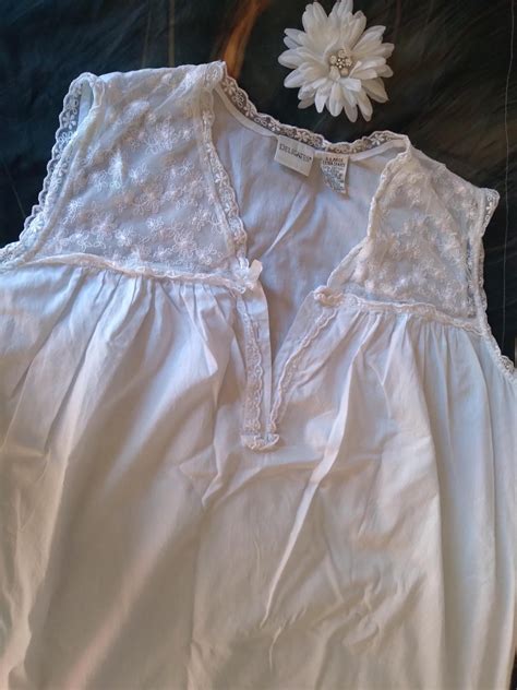 Vintage Delicates Nightgown Xl Long Cotton Lace Sleeveless Vintage Lingerie Etsy