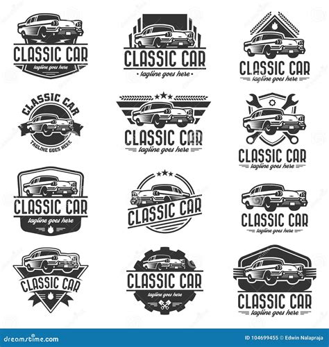 Classic Car Logo Template, Vintage Car Logo, Retro Car Logo Cartoon ...