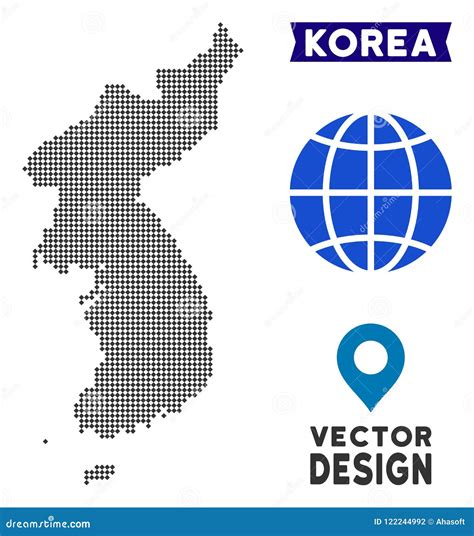 Mapa Pontilhado De Coreia De Norte E Sul Ilustração do Vetor