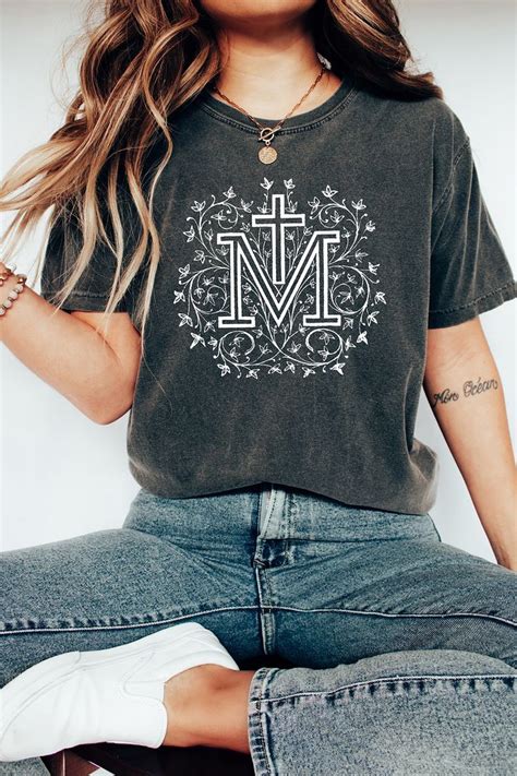 Marian Cross T Shirt Catholic Tshirts For Women Catholic Etsy