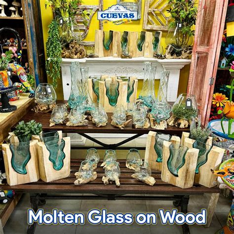 Molten Glass On Wood Home Decor Unique Glass And Wood Art Cuevas Imports