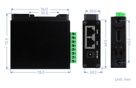 Serveur série RS485 vers RJ45 POE 2 canaux 2 ports Ethernet Waveshare