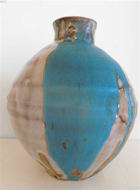 Lot Hollis Engley Wheelthrown Shino And Turquoise Stoneware Jar