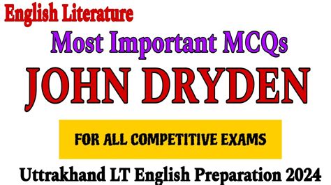 John Dryden Mcq John Dryden As A Poet Mcq On John Dryden Mac