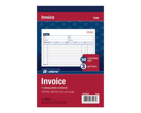 Adams Invoice Book Part Carbonless St Bk