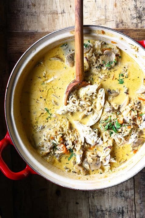 Mushroom Chicken And Wild Rice Soup Serving Dumplings