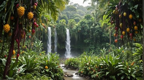 Tropical Waterfall Paradise AI Image | wallpaper | photo