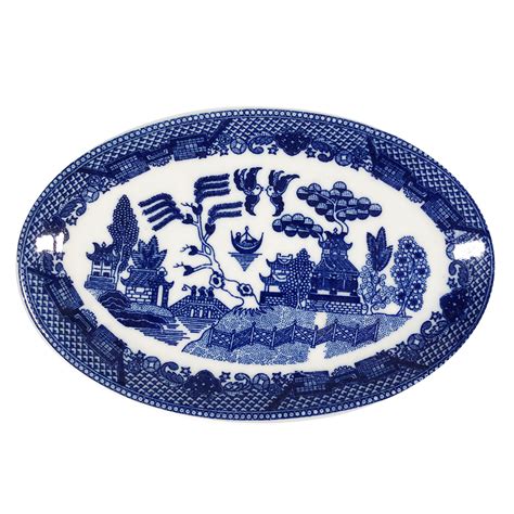 Mini Blue Willow Oval Plate 55l