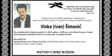 Preminuo je Vinko Šimunić kiseljak info