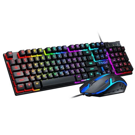 T Wolf Tf200 Wired Mouse And Keyboard Set 104 Keys Mechanical Feel Rgb