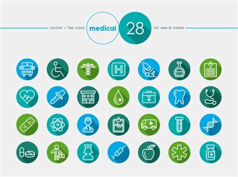 Medical Flachen Icons Set Stock Photo Bildagentur