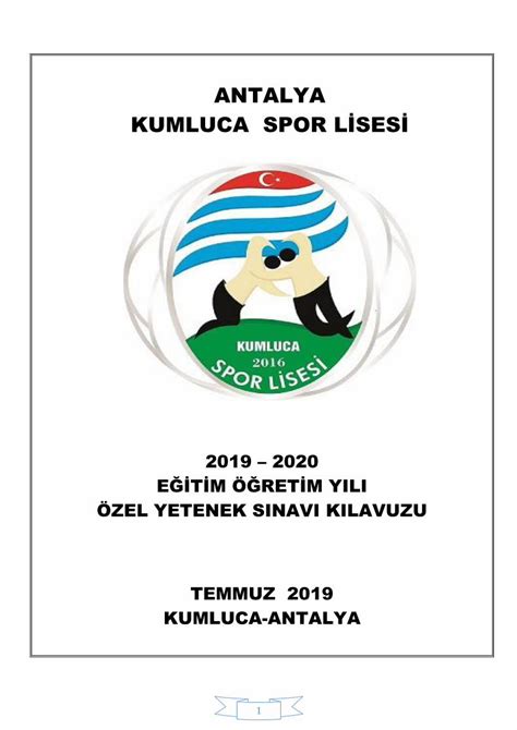 PDF ANTALYA KUMLUCA SPOR LİSESİBeden Eğitimi ve Spor alanında temel