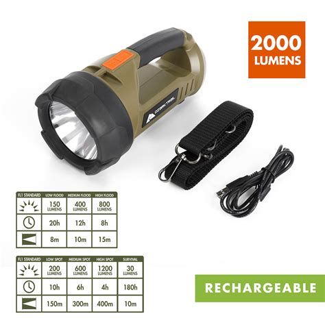 Ozark Trail Lumen Dual Source Led Rechargeable Spotlight With