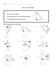 30-60-90 Triangles Worksheet.doc - Name 30 - 60 - 90 Triangles 30 ...