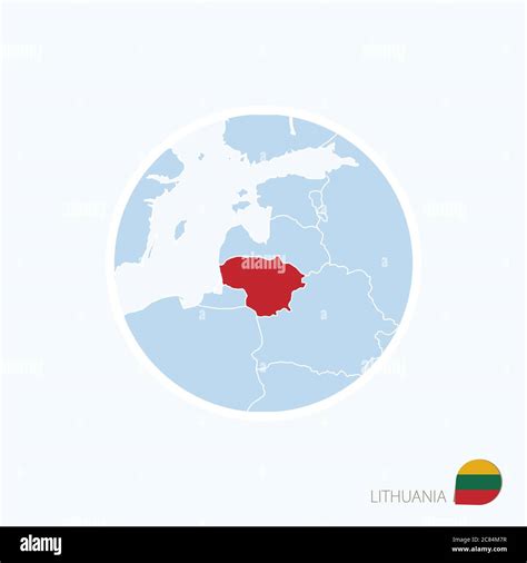 Map icon of Lithuania. Blue map of Europe with highlighted Lithuania in ...